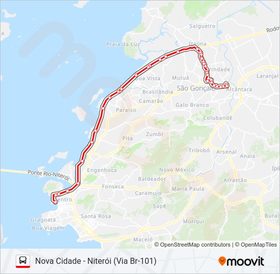 Mapa da linha 5400 de ônibus