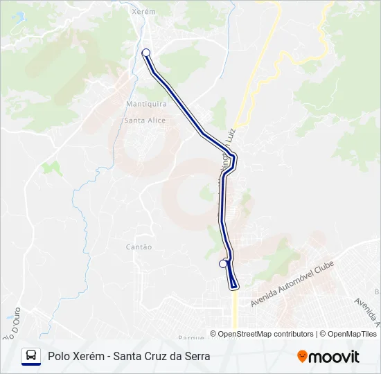 POLO XERÉM - SANTA CRUZ DA SERRA Bus Line Map