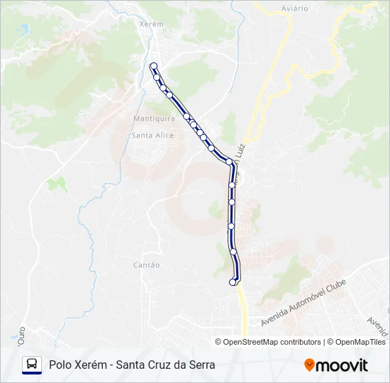 POLO XERÉM - SANTA CRUZ DA SERRA Bus Line Map