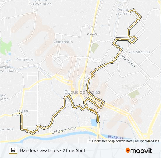 Mapa da linha L012 de ônibus