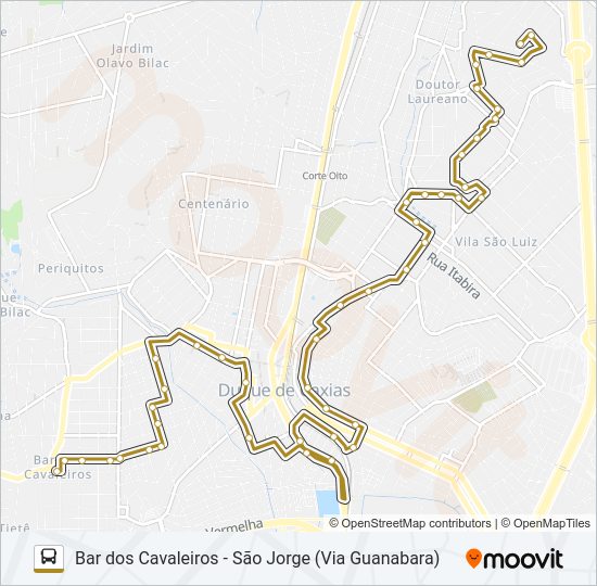 Mapa da linha L012 de ônibus