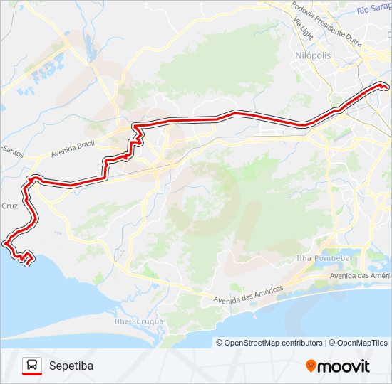 Mapa da linha 757 de ônibus