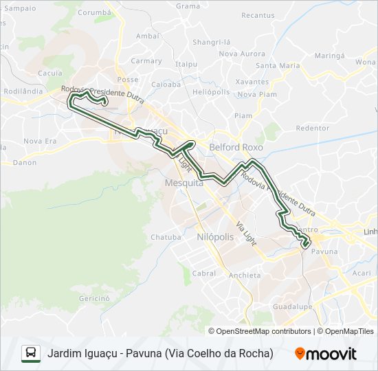 Mapa da linha 748L de ônibus
