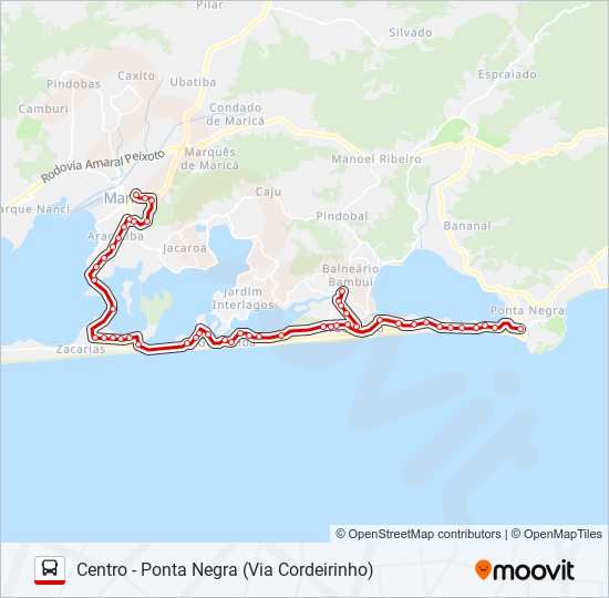 Mapa da linha E02 de ônibus