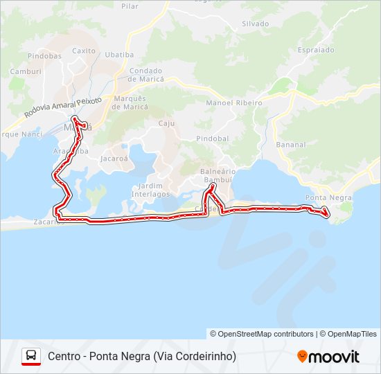 Mapa da linha E02 de ônibus