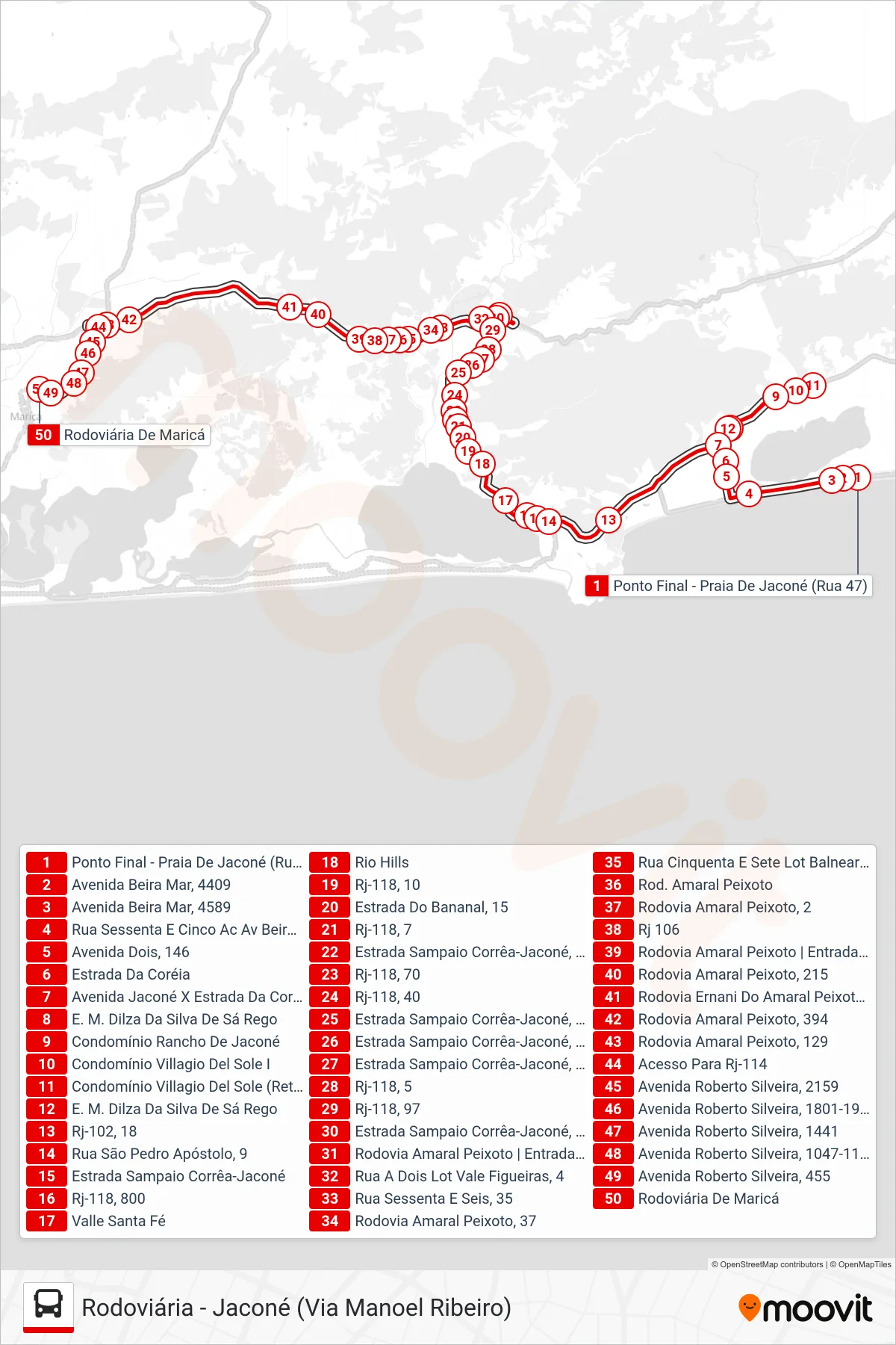 Rota e paradas da linha de ônibus  E14  (Rodoviária) no mapa