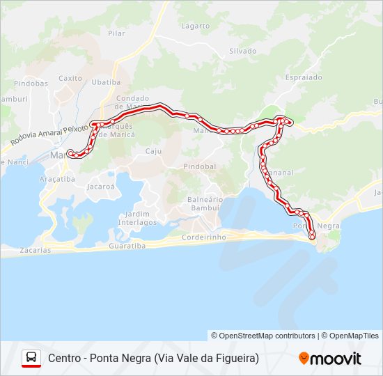Mapa da linha E01A de ônibus