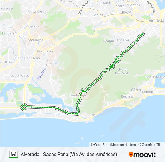 Mapa da linha 645 de ônibus