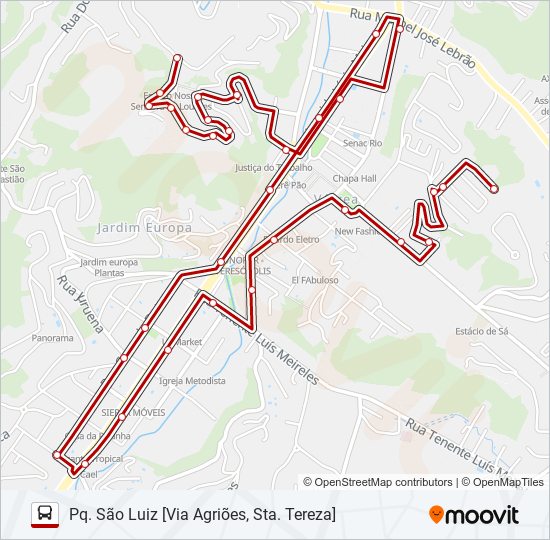 Mapa de 48B de autobús