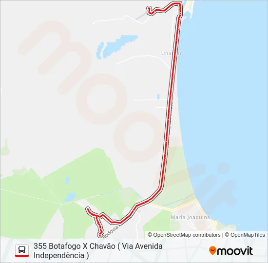 355 BOTAFOGO X CHAVÃO ( VIA AVENIDA  INDEPENDÊNCIA ) Bus Line Map