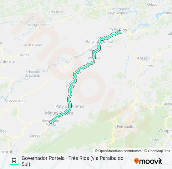 Mapa da linha MP70 de ônibus