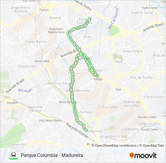 Mapa da linha VAN de ônibus