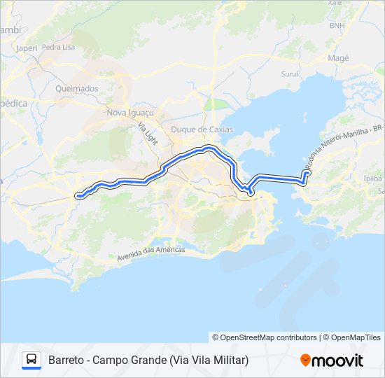 Mapa da linha 4425D de ônibus