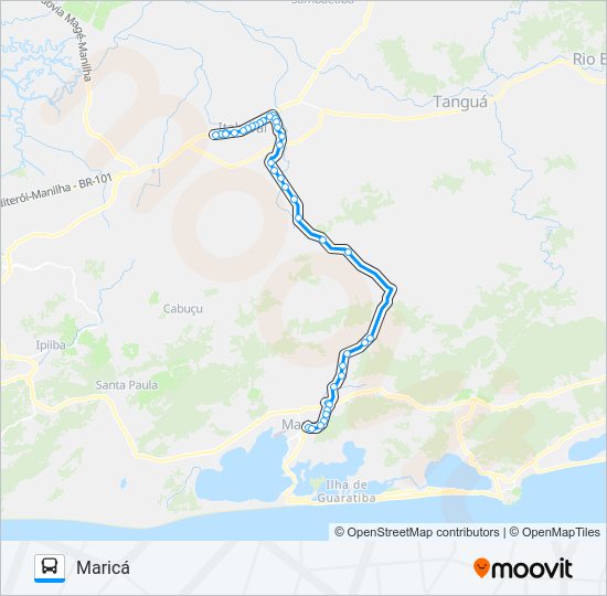 Mapa da linha 100R de ônibus