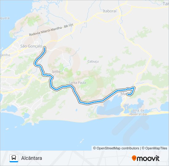 Mapa da linha 500R de ônibus
