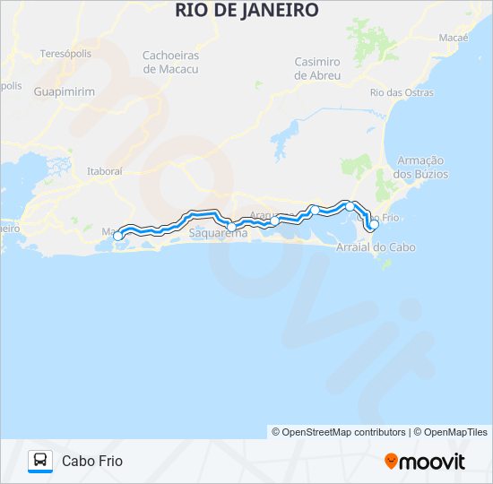 Mapa da linha MARICÁ - CABO FRIO de ônibus