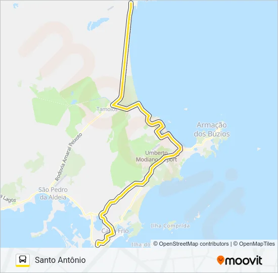 B520 CABO FRIO / SANTO ANTÔNIO (VIA MARINA) Bus Line Map