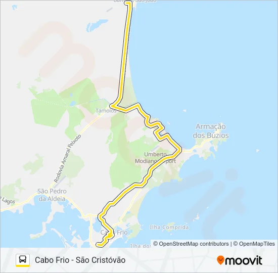 B520 CABO FRIO / SANTO ANTÔNIO (VIA MARINA) Bus Line Map