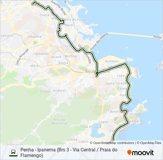 Mapa da linha 483SN de ônibus