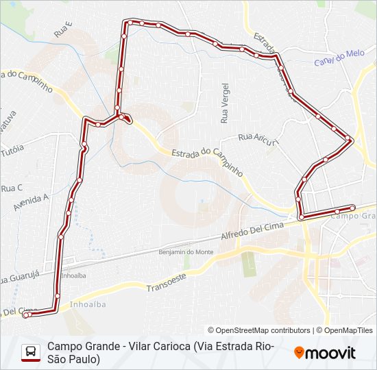 Mapa da linha 841 de ônibus