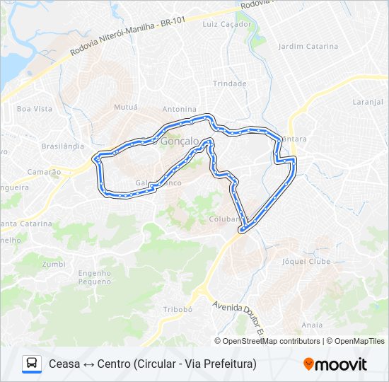 Mapa da linha 02 de ônibus