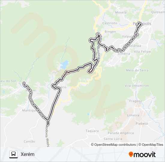 Mapa da linha 154N de ônibus