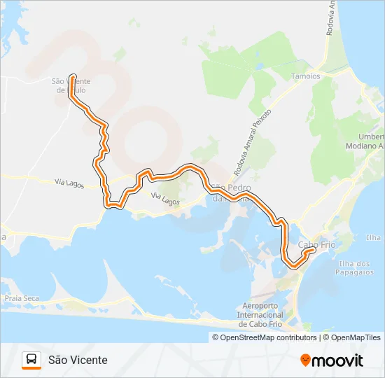 B400 SÃO VICENTE / CABO FRIO (VIA FLEXEIRA) Bus Line Map