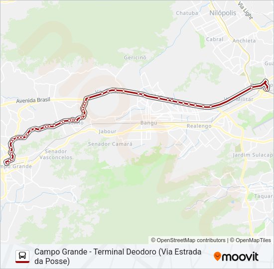 Mapa da linha 798 de ônibus