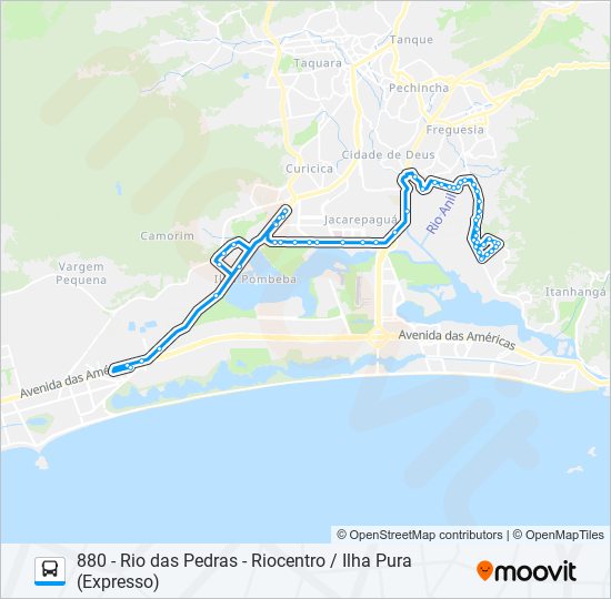 Mapa da linha 961 de ônibus