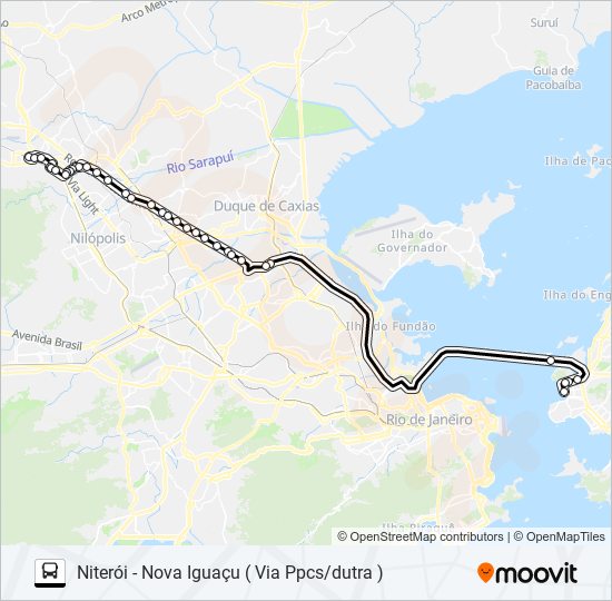 Mapa da linha 1941D de ônibus