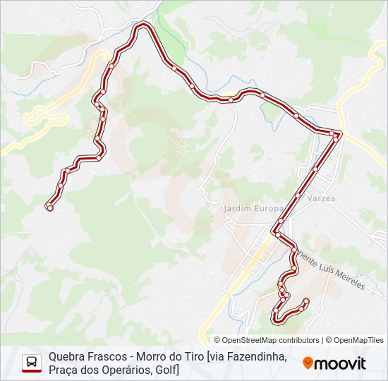 Mapa da linha 51D de ônibus