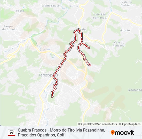 Mapa da linha 51D de ônibus