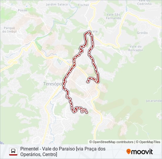 Mapa da linha 02D de Bus