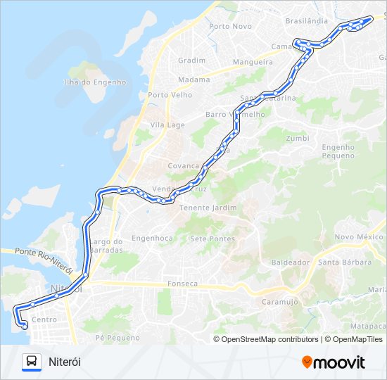 Mapa da linha 143M de ônibus