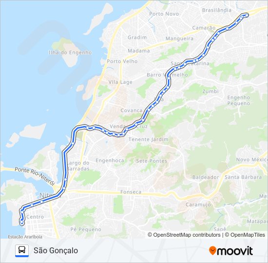 Mapa da linha 143M de ônibus