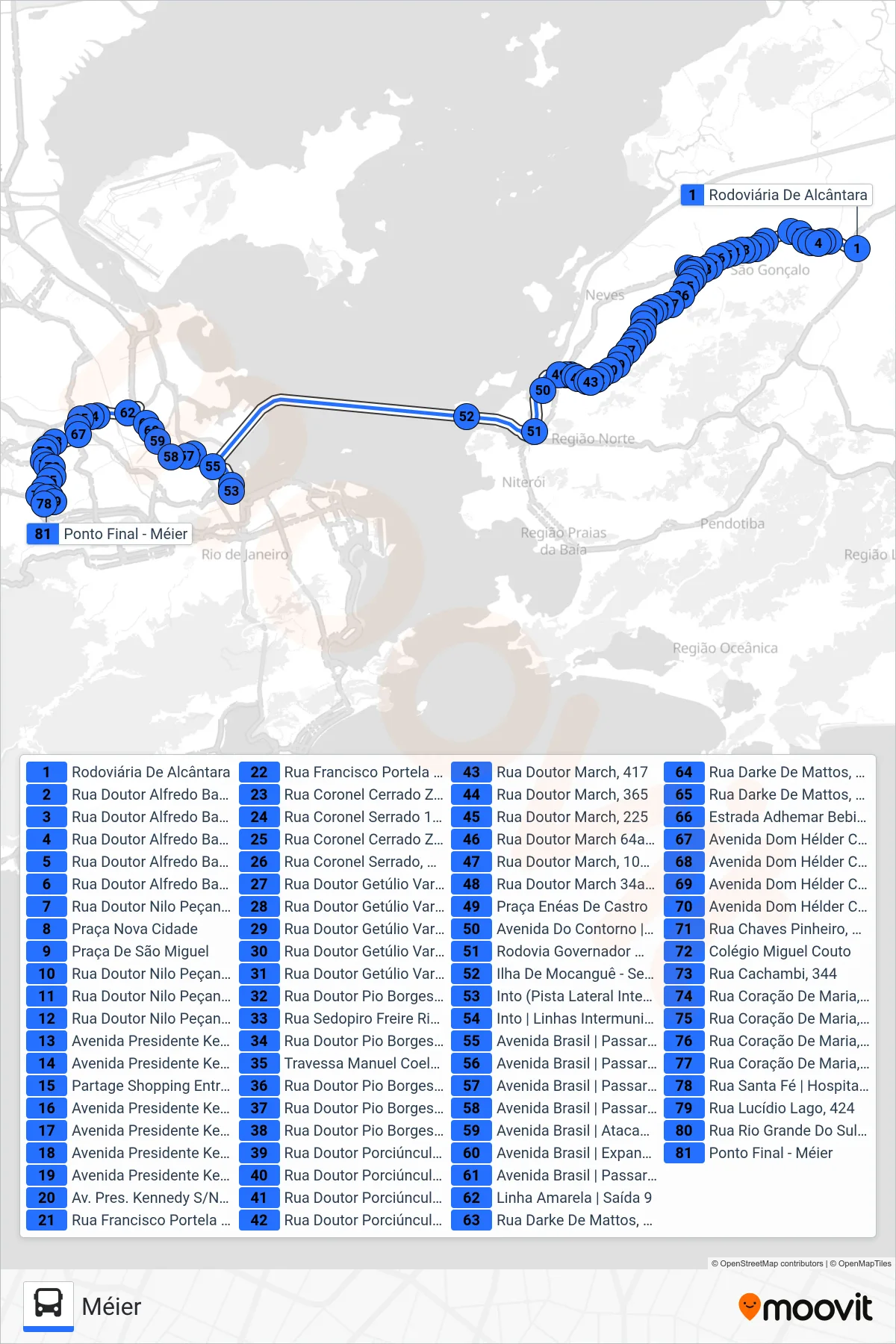 2533D (EXECUTIVO) bus Line (Méier) route and stops on a map