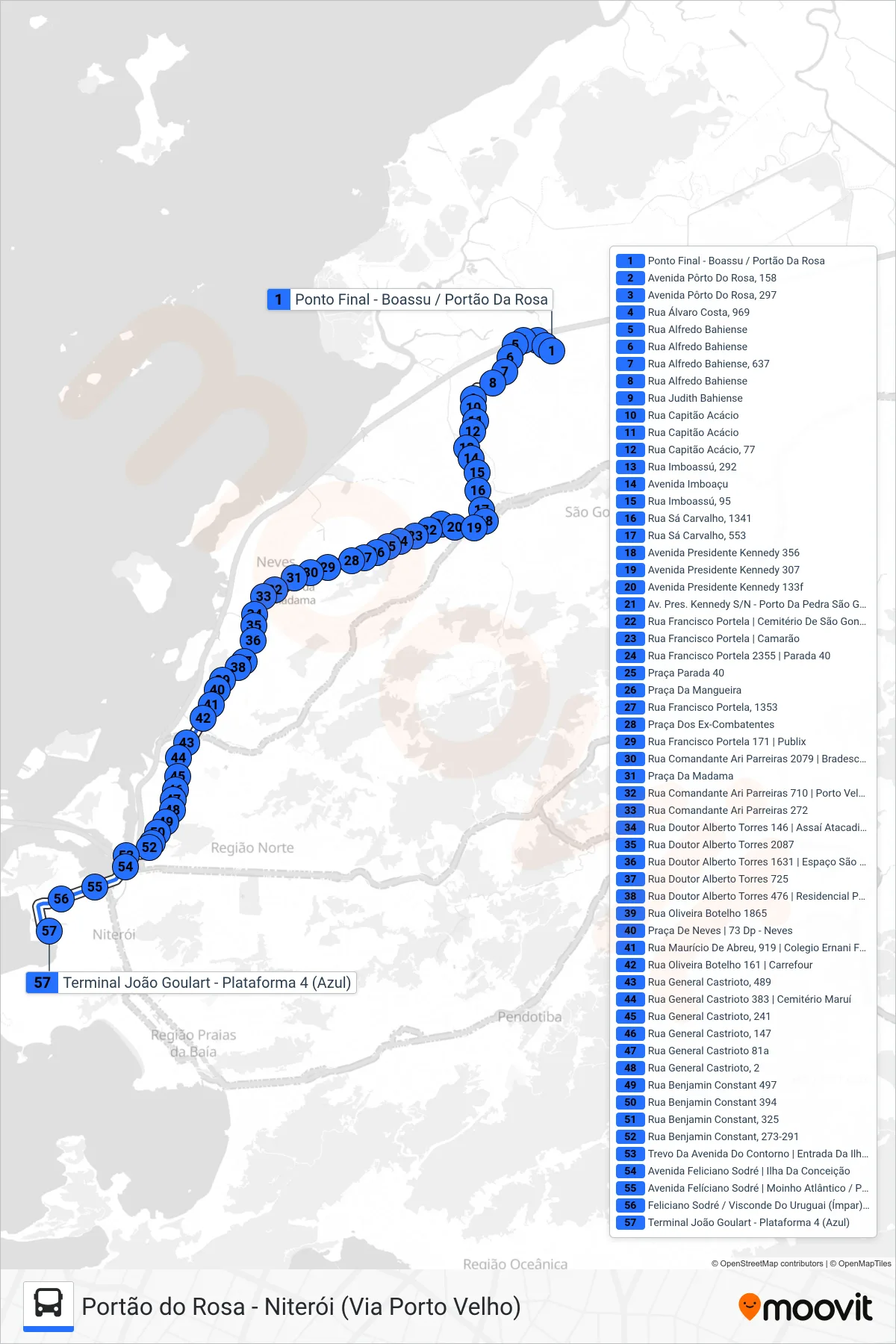 422M bus Line (Niterói) route and stops on a map