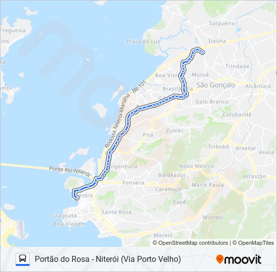 Mapa da linha 422M de ônibus