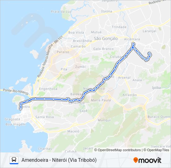 Mapa da linha 590M de ônibus