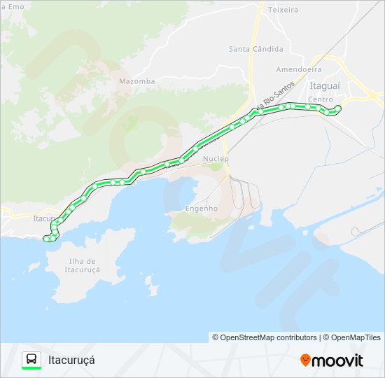 Mapa da linha V122 de ônibus