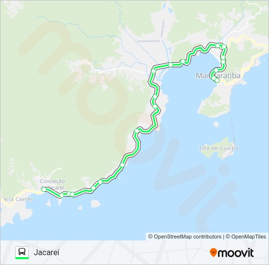 Mapa da linha MANGARATIBA - JACAREÍ de ônibus