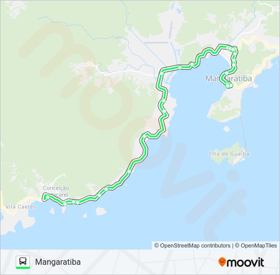 Mapa da linha MANGARATIBA - JACAREÍ de ônibus