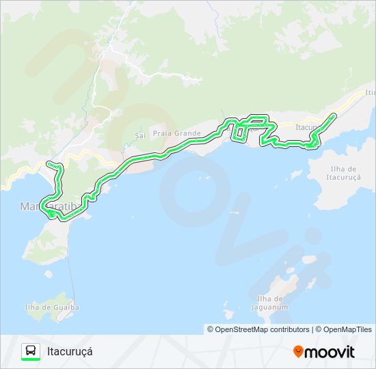 Mapa da linha MANGARATIBA - ITACURUÇÁ (VIA MURIQUI / AXIXÁ) de ônibus