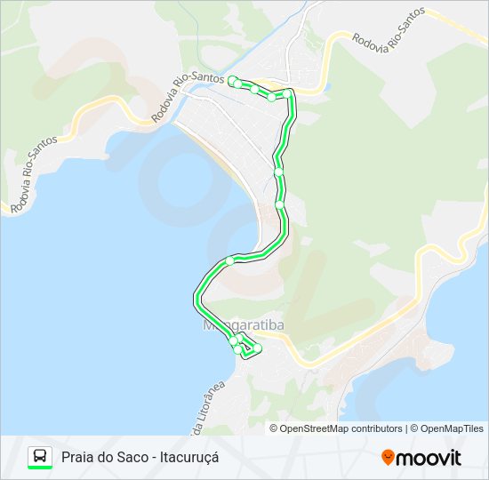 Mapa da linha MANGARATIBA - ITACURUÇÁ (VIA MURIQUI / AXIXÁ) de ônibus