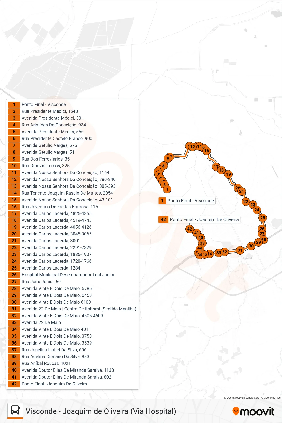 81 bus Line (Joaquim De Oliveira) route and stops on a map