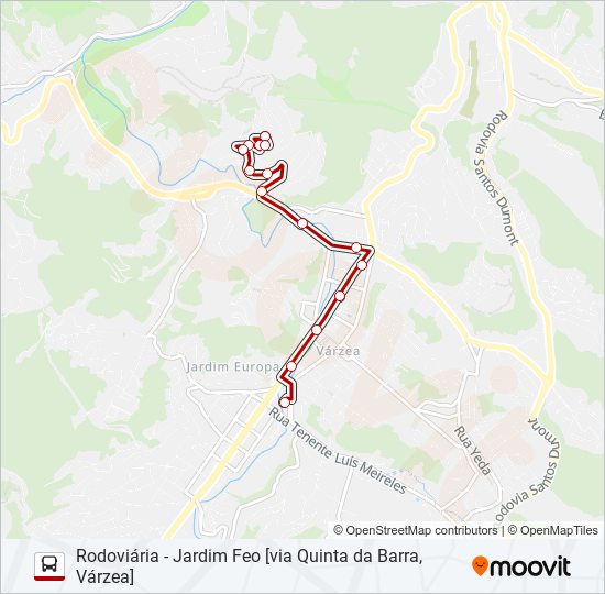 Mapa da linha 15A de ônibus