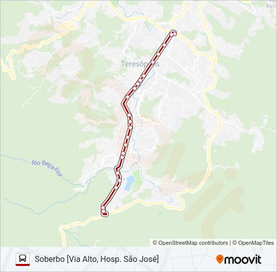 Mapa da linha 50A de ônibus