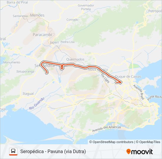 Mapa da linha 412I de ônibus