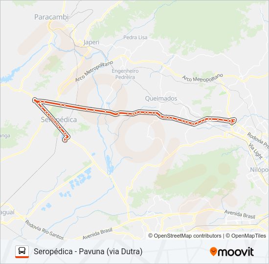 Mapa da linha 412I de ônibus