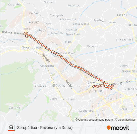 Mapa da linha 412I de ônibus